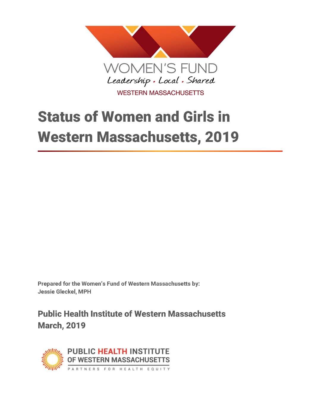 Front image of the research on the Status of Women and Girls in Western Massachusetts 2019 full report.